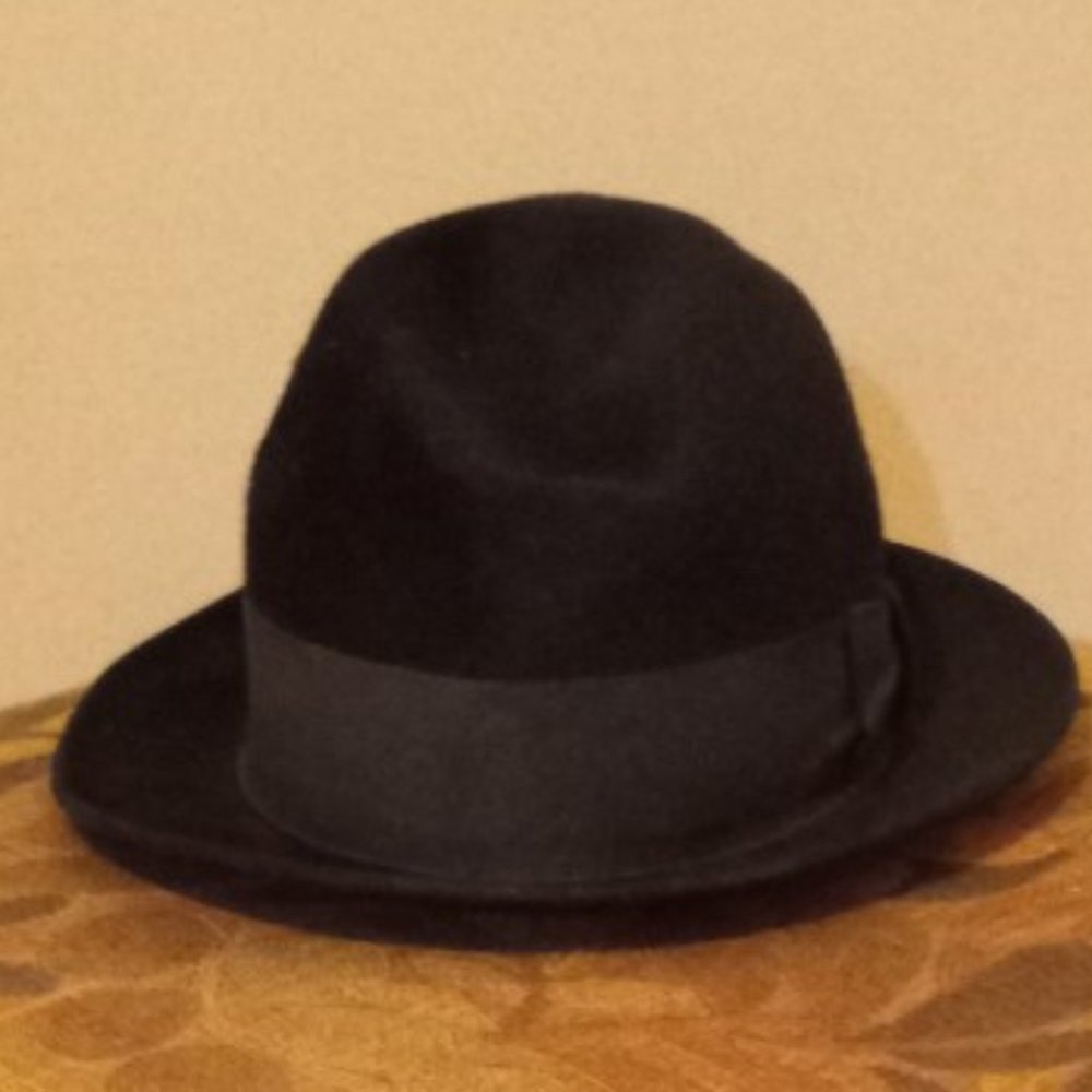Pre-Owned Men’s Black Borsalino Diamante Fedora Hat (Sz 7 1/8)